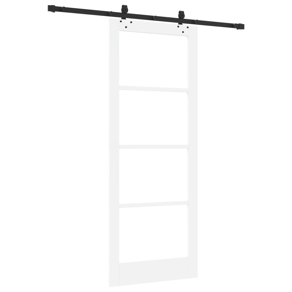 Set di Porte Scorrevoli  con Set Hardware "ORKDAL" Bianco in Legno Massello e Vetro