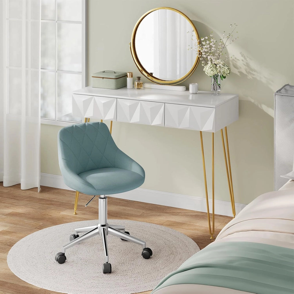 Sedia da Scrivania Moderna, Sgabello Regolabile Senza Braccioli, per Camera da Letto Studio Soggiorno, Turchese