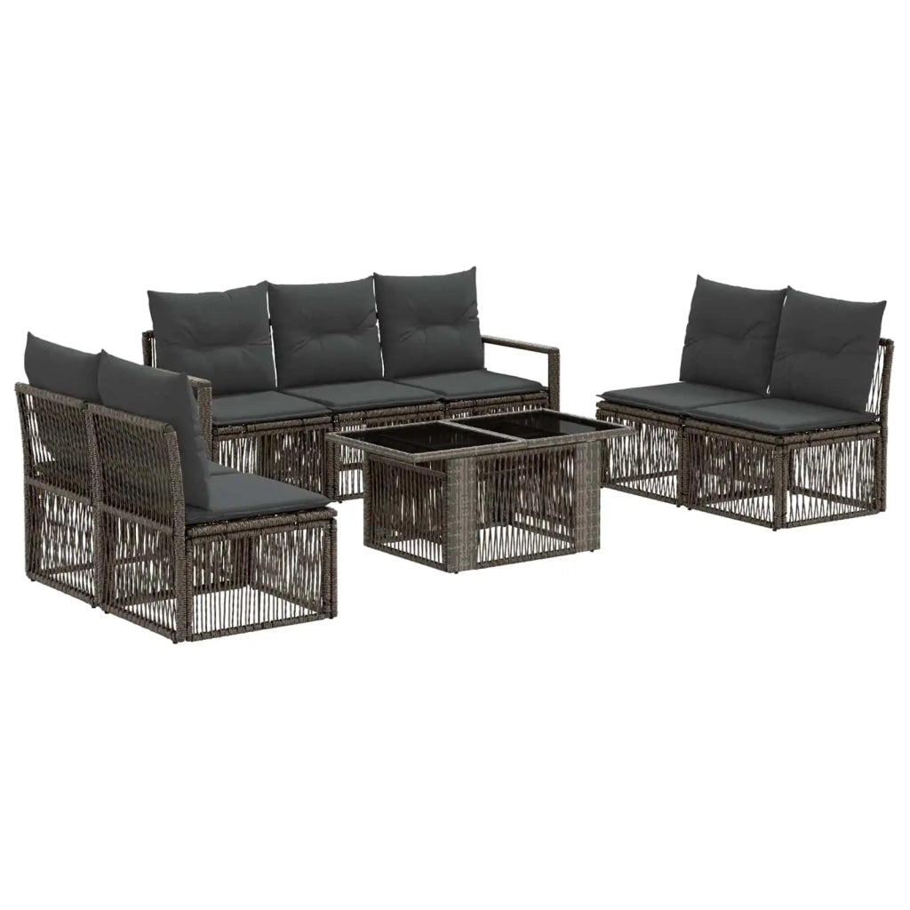 Set Divano da Giardino 8 pz Grigio e Grigio Scuro polyrattan 3437081
