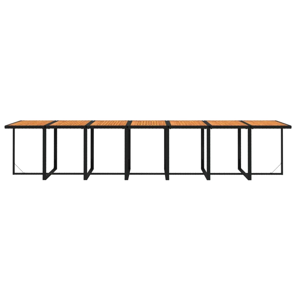 Set da Pranzo da Giardino 19 pz con Cuscini in Polyrattan Nero