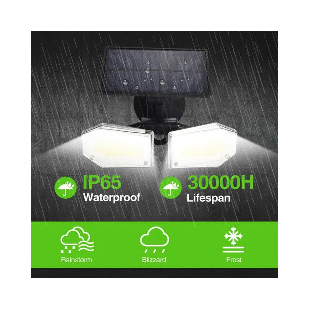 Trade Shop - Faretto Doppio A Parete Con Pannello Solare Sensore Movimento E Crepuscolare 270 -