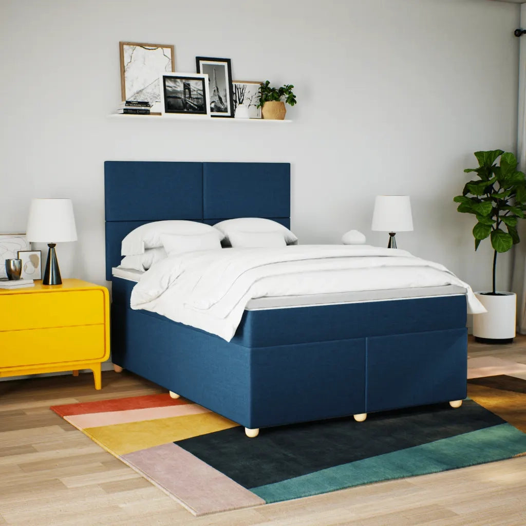 Giroletto a Molle con Materasso Blu 140x200 cm in Tessuto