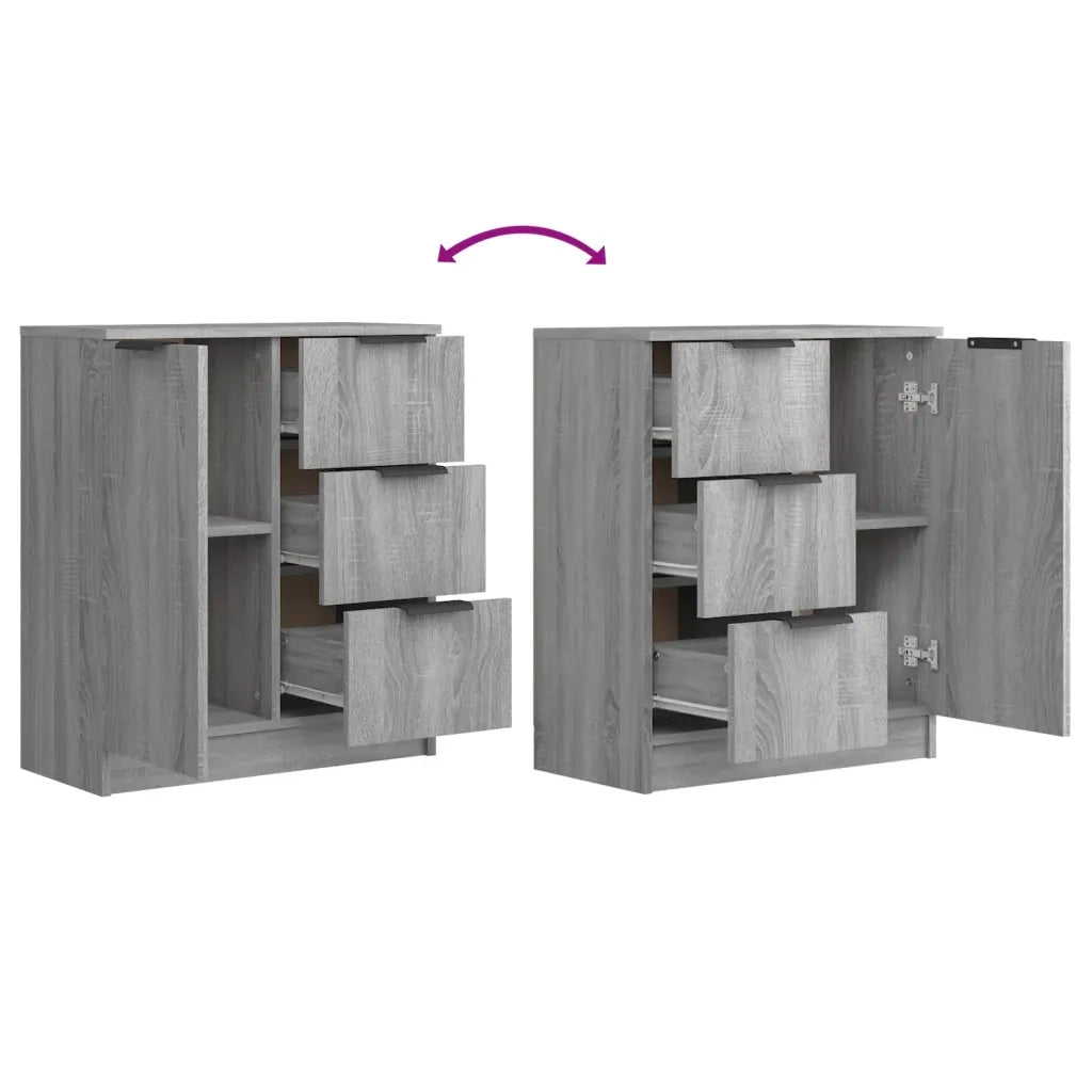 Credenze 2 pz | Madia | Buffet da pranzo | Armadio da pranzo Grigio Sonoma 60x30x70 cm in Legno Multistrato