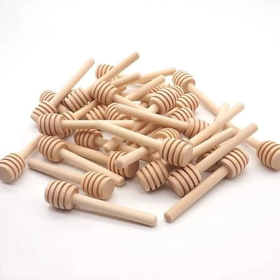 30 Spizzatoi in Legno con Manico Grande - Ideali per Jarre di Miele o Marmellata - Cucchiaio con Asta in Legno Lunga per Mescolare