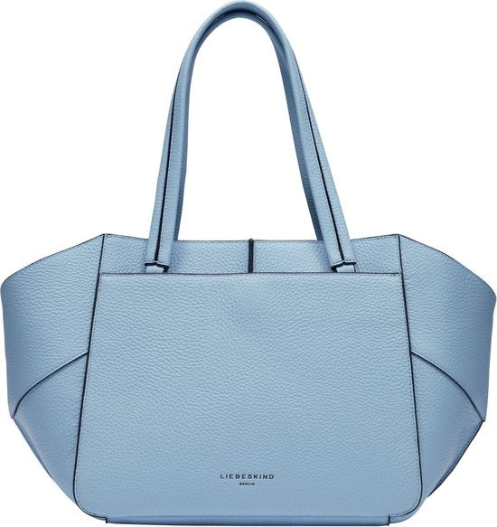 Borsa da Spesa in Pelle con Piatto Pesante e Piumino in Pietra, Blu chiaro