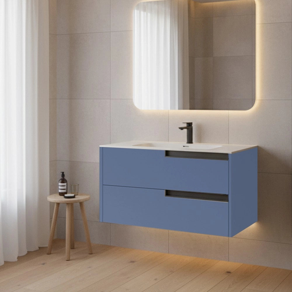 Mobile bagno sospeso Modular colore azzurro con cassetti 80x45x50H