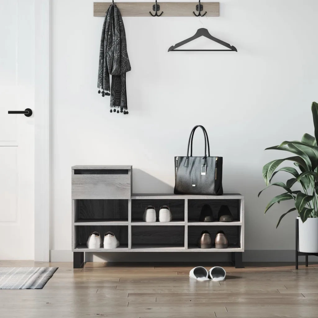 Scarpiera-Scaffale per scarpe Grigio Sonoma 102x36x60 cm in Legno Multistrato 938041
