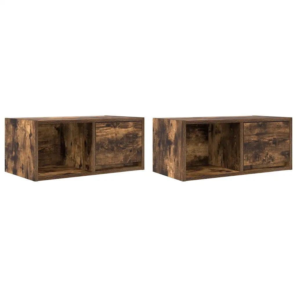 Mobili TV 2 pz Rovere Fumo 60x31x25,5 cm Legno Multistrato 861445
