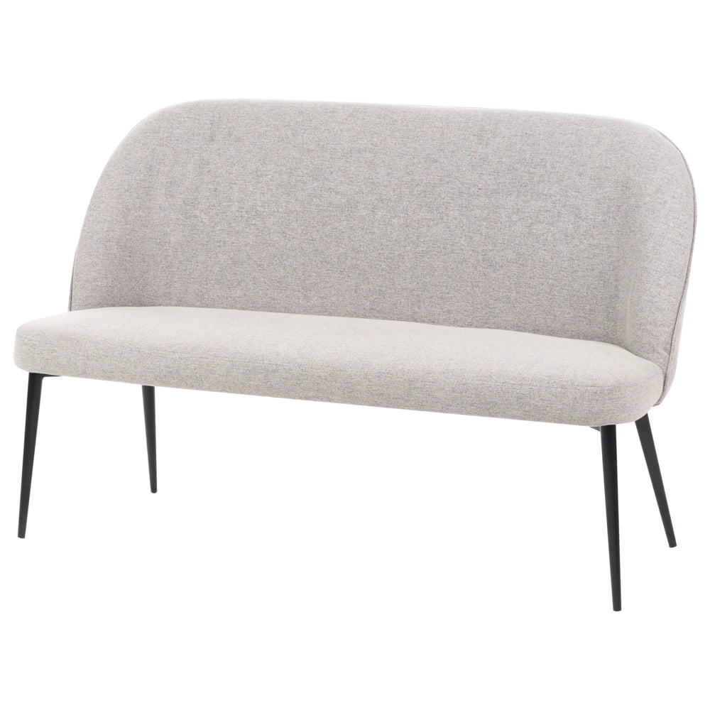 Divano da cucina Rivestimento in tessuto grigio chiaro Struttura in metallo a 2 posti Gambe nere Panca