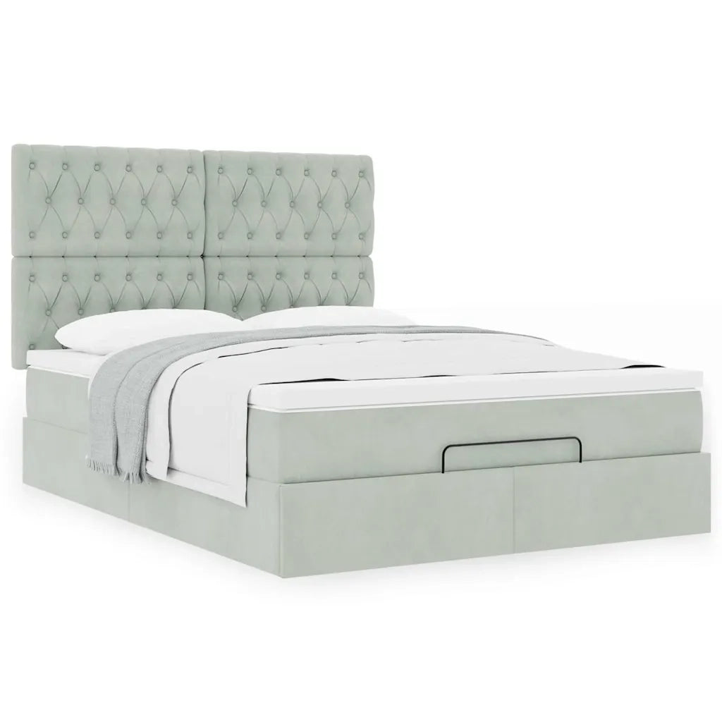 Struttura Letto Pouf con Materassi 140x190 cm Velluto 3313541