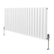 Radiatore a colonna ovale e valvole cromate TRV - 600 mm x 1200mm - Bianco