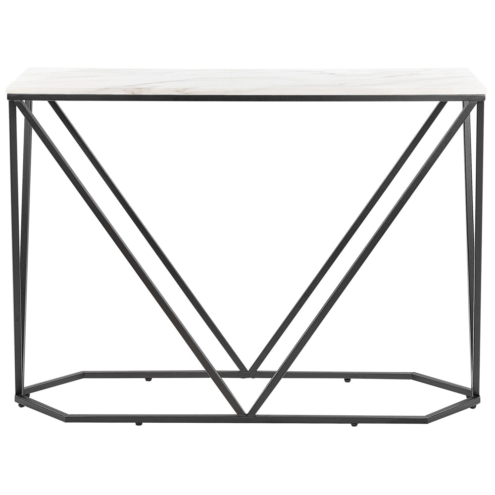 Tavolo consolle rettangolare in MDF e metallo effetto marmo bianco e nero stile moderno glam