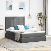 Letto con contenitore e LED con led Grigio scuro 140 x 200 cm