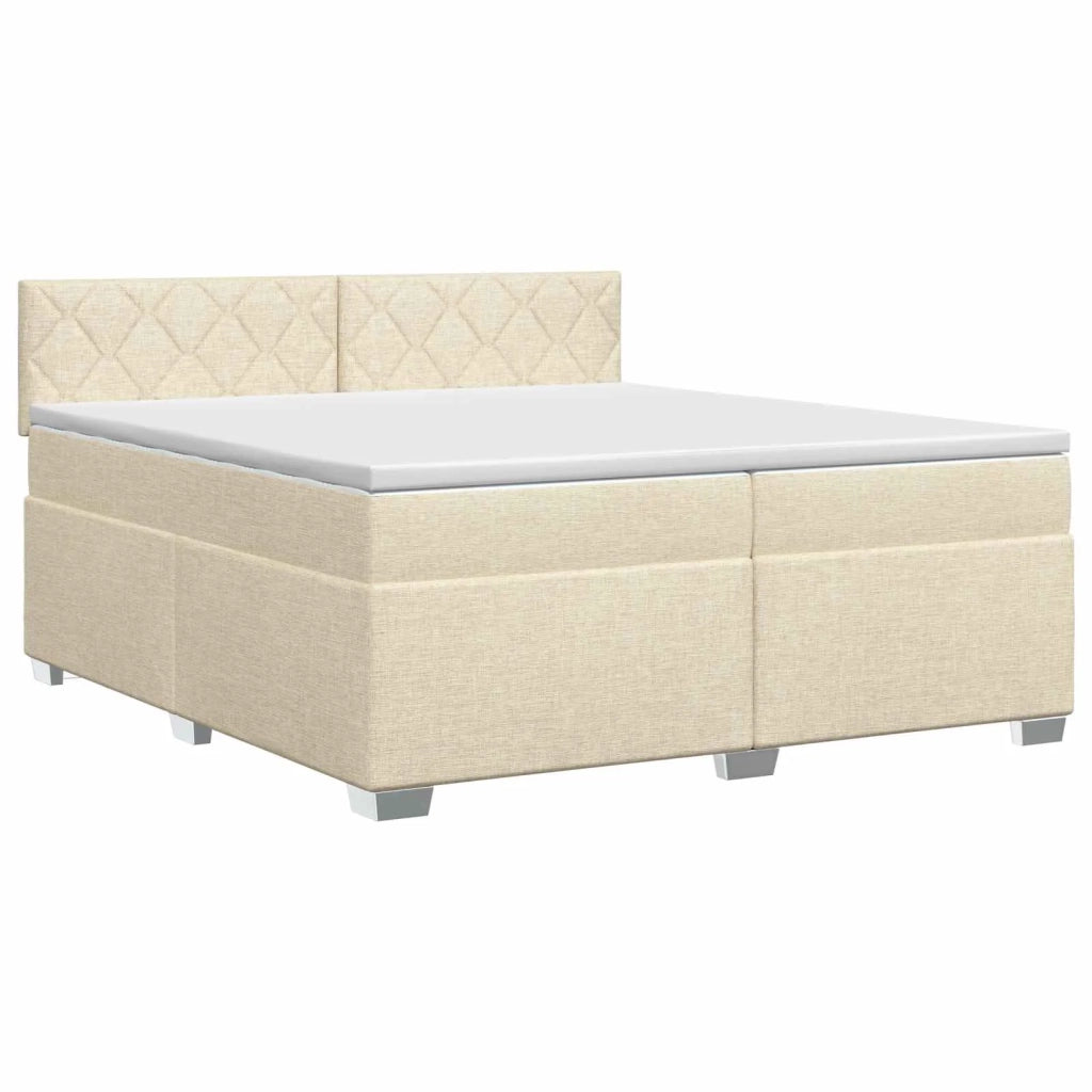 Letto box spring con materasso Crema 200 x 200 cm Tessuto 3450570