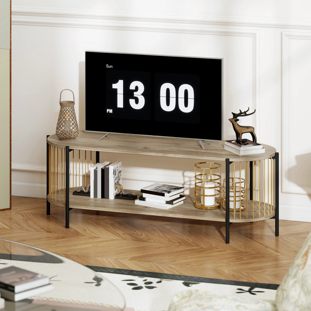 Mobile TV stile boh¨¦mien ¨C Xylo ¨C legno naturale con ripiani aperti 124x43,5x41 cm