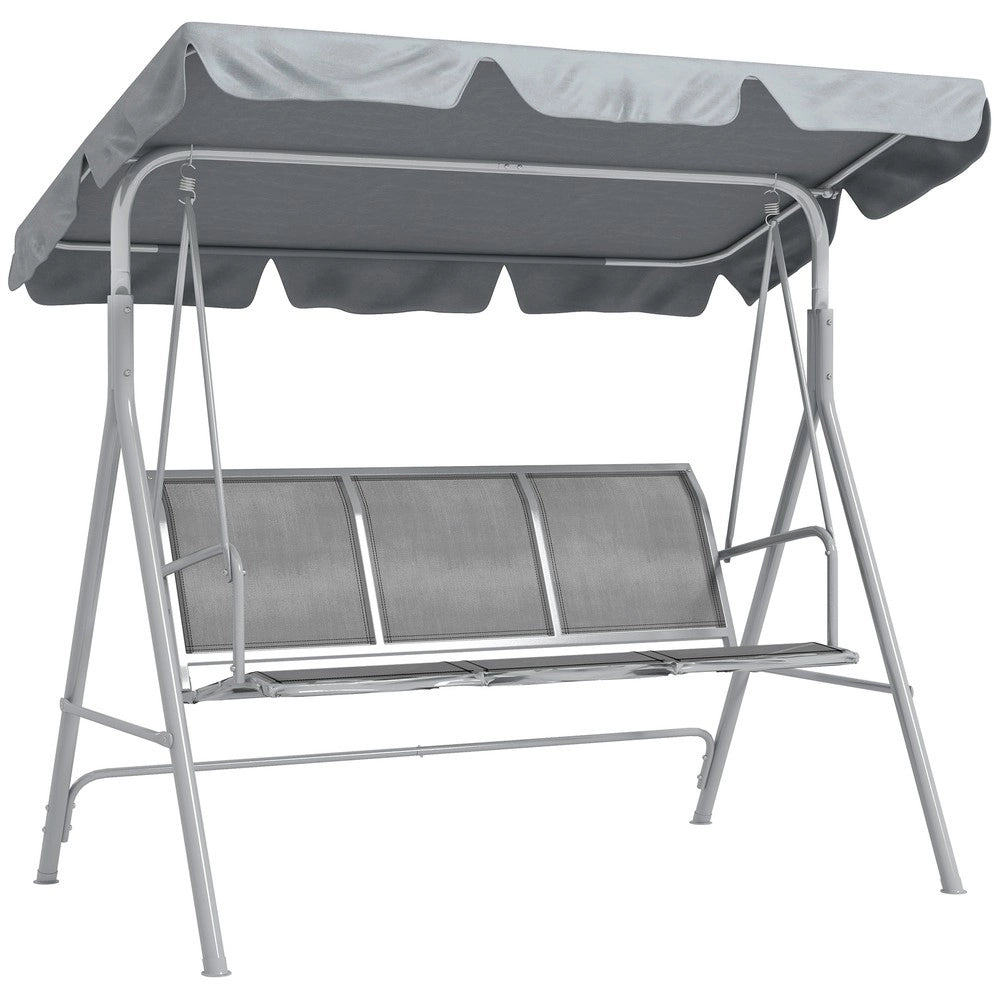 Dondolo da Giardino 3 Posti con Tettuccio ¨C Xylo ¨C Metallo Grigio, 170x110x153 cm