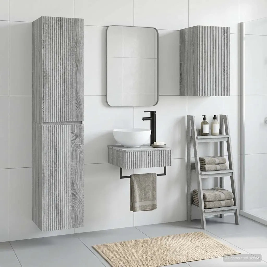 Set di mobili per il bagno 3 pz Sonoma grigio 3406049