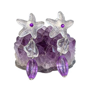 Orecchini a stella trasparenti in stile vacanza estiva per donna, design di nicchia, orecchini/perni viola di alta gamma e versatili