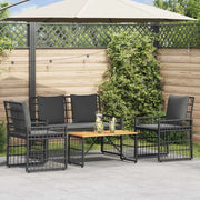 Set di Mobili da Esterno 4 pcs Nero e Grigio scuro