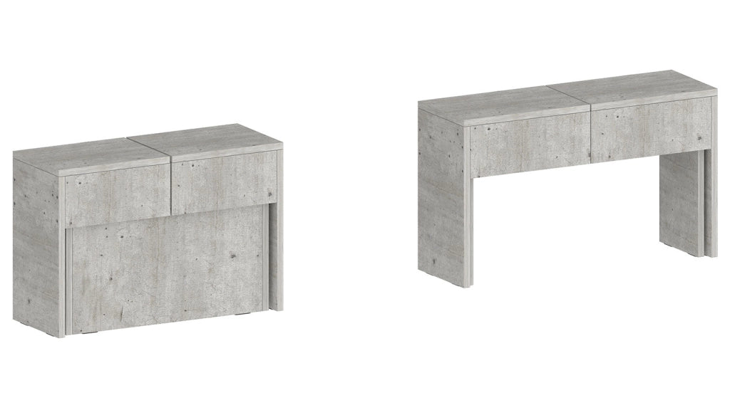 Set 2 Panche Allungabili 66/290x25x45 cm Pratika Singola A e B Cemento