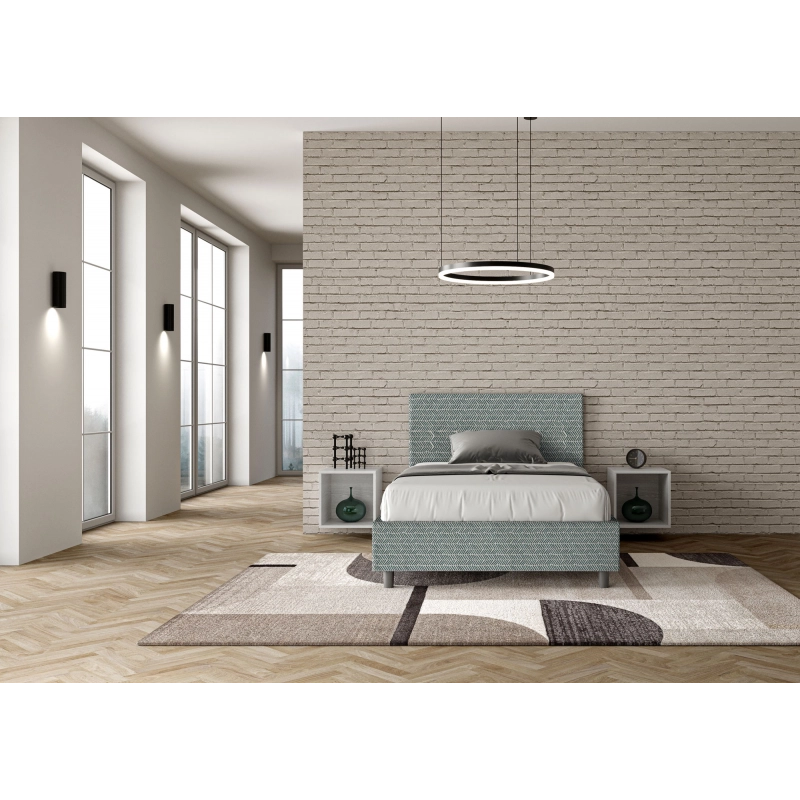 Letto imbottito 1 piazza e mezza 120x200 cm tessuto Aragona Adele - Con rete,Azzurro