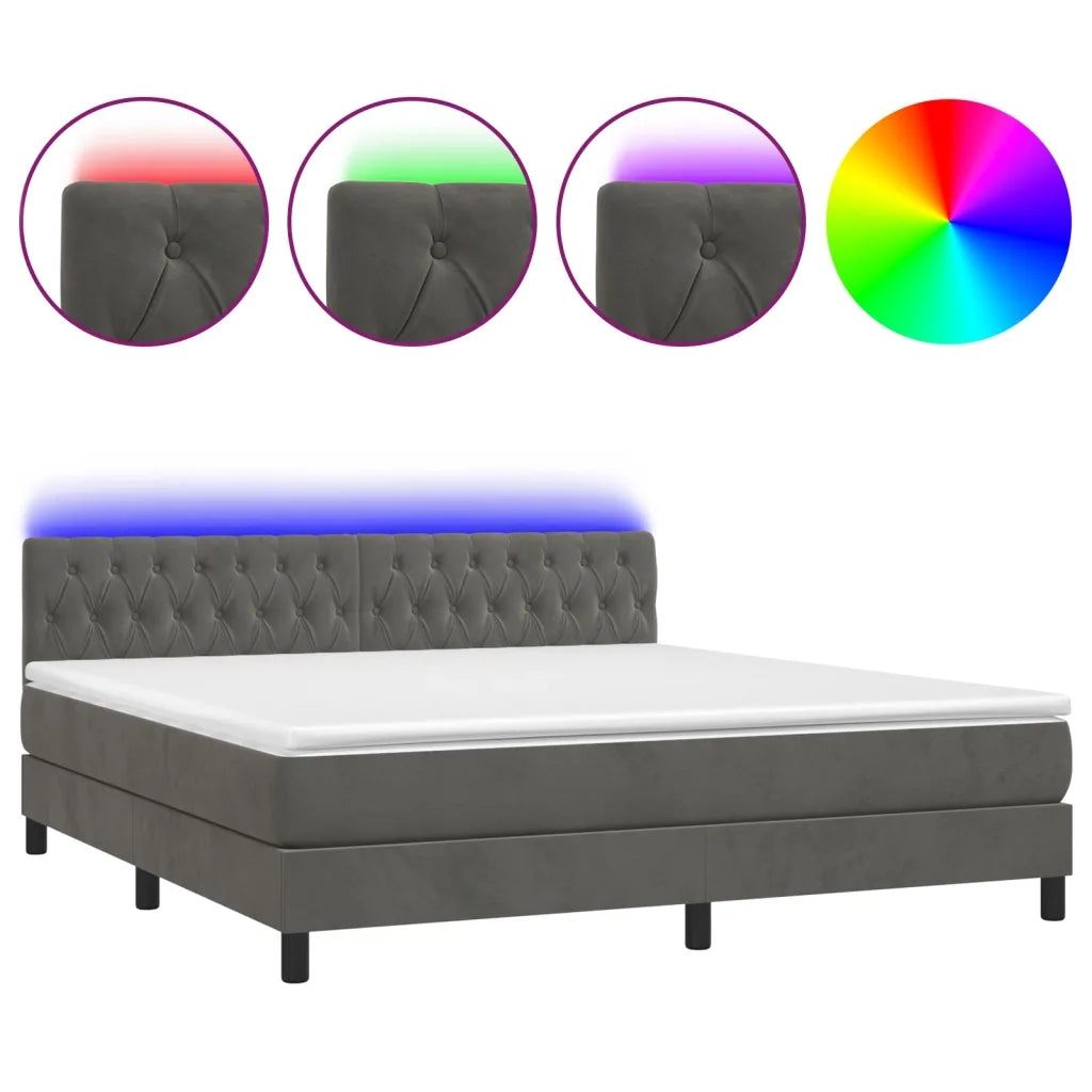 Letto a Molle con Materasso e LED Grigio Scuro 180x200 cmcod mxl 98935