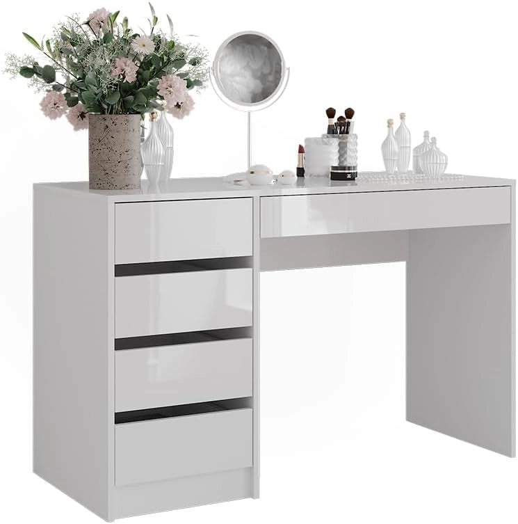 Tavolo da toeletta Sherry, Bianco/bianco lucido, 119.8 cm