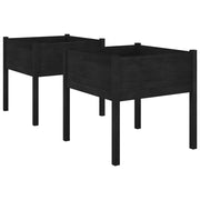 Fioriera aiuola rialzata fioriera aiuola giardino terrazza set da 2 70 x 70 x 70 cm legno massello di pino nero 02_0039006