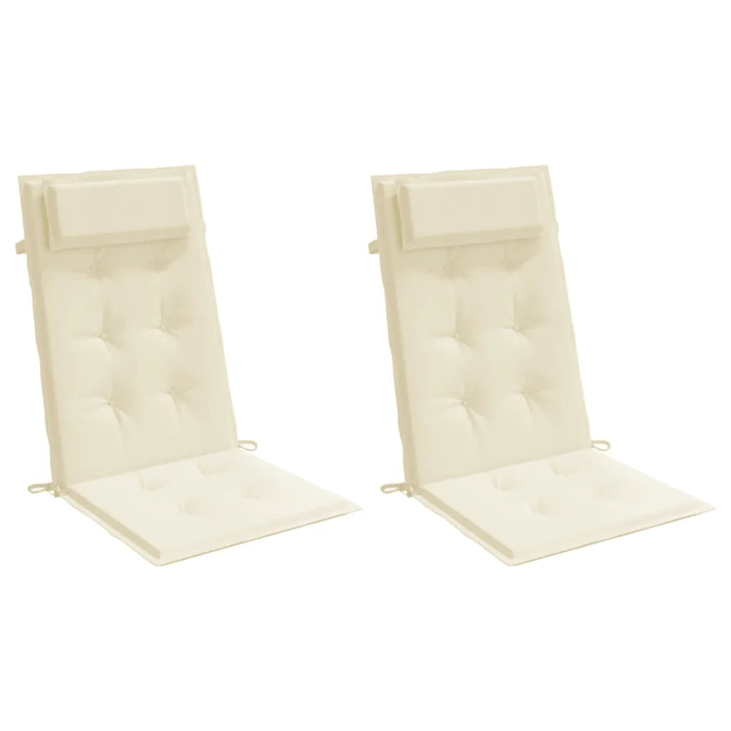 Cuscini per Sedia con Schienale Alto 2 pz | Cuscini per sedie Crema Tessuto Oxford