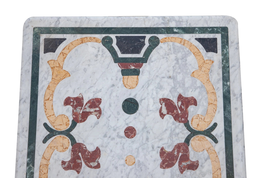Biscottini PIANO TAVOLO RETTANGOLARE IN MARMO INTARSIATO Carrara dimensioni 180x90