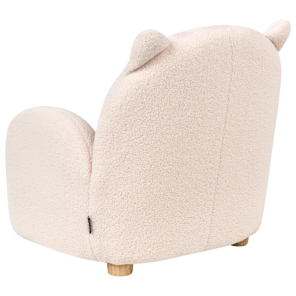 Poltrona per bambini Bouclé Gatto Bianco Sporco Tappezzeria Sedia bassa per bambini Forma