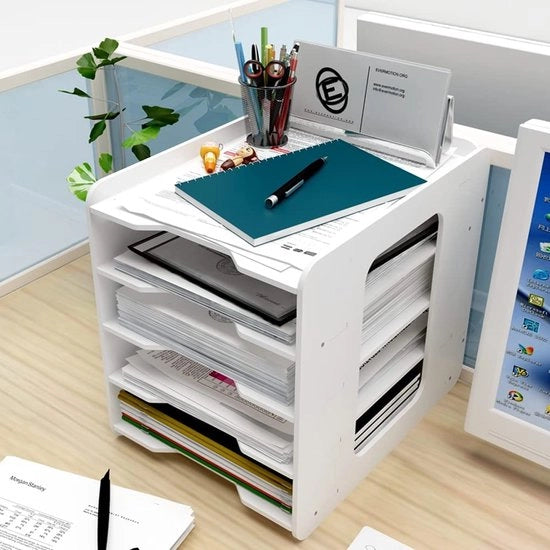 5 contenitori per archiviazione scrivania cassetta per lettere ripiegabile piattaforme per documenti A4 contenitore per documenti contenitore per documenti bianco organizzatore per scrivania cassetta per lettere tavolo da ufficio per casa, ufficio, scuola