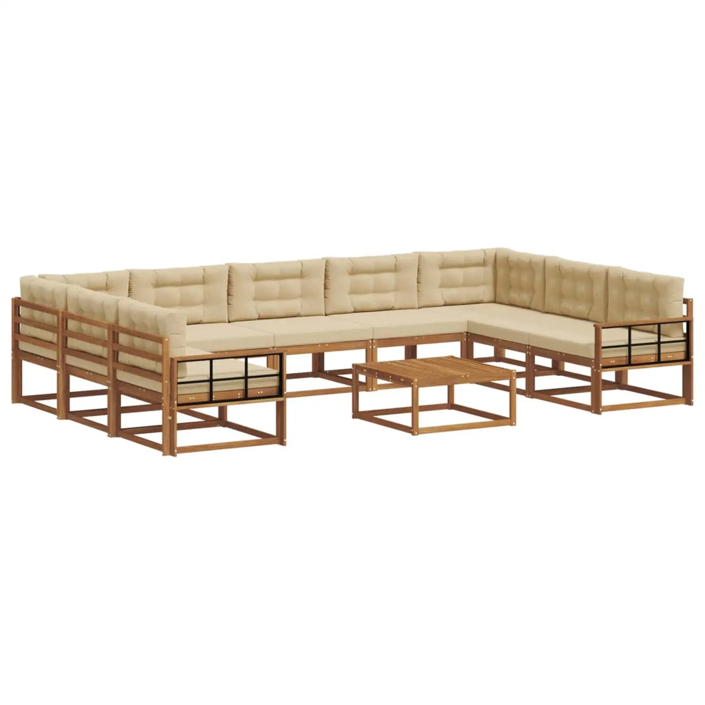 Set di divani da esterno con cuscino 10 pcs Naturale e Beige 3368216