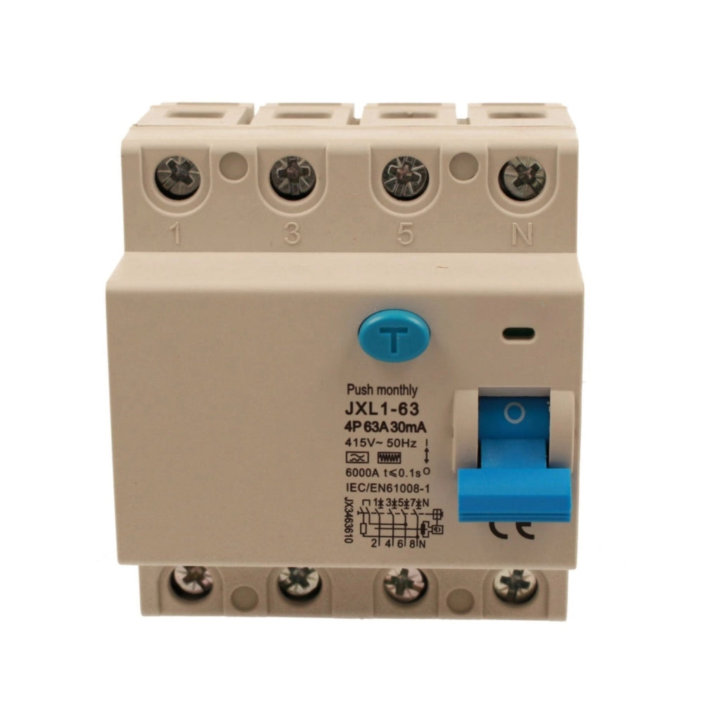 RCCB Interruttore Differenziale Puro Tipo F 3P+N 4M 6000A 30mA 63A AC 400V IP20 IEC61008-1