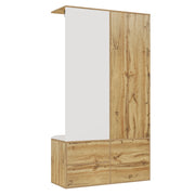 Mobile Ingresso con Specchio; Panca Scarpiera e Armadio Scarpiera con Barra Estraibile; 2 Ganci; Stile Moderno; in Truciolare; 100??38??180 cm; Bianco Naturale