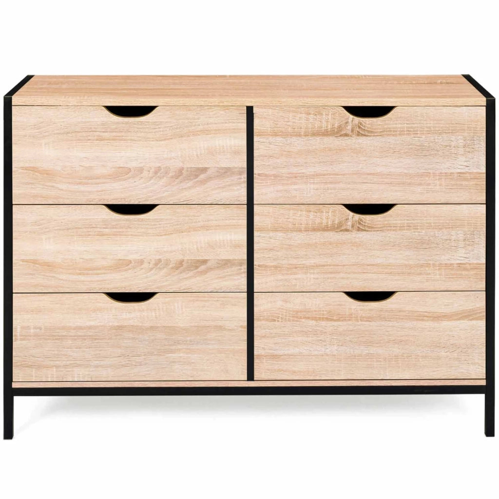 IDMarket - DETROIT Cassettone a 6 cassetti da 115 cm design industriale