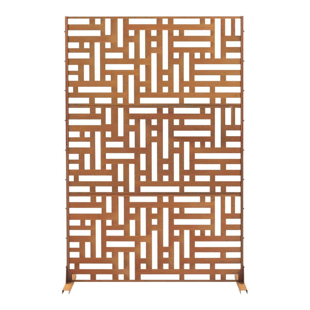 Parete divisoria per uso esterno e interno 180 x 120 x 40 cm acciaio zincato finitura ruggine 03_0009273
