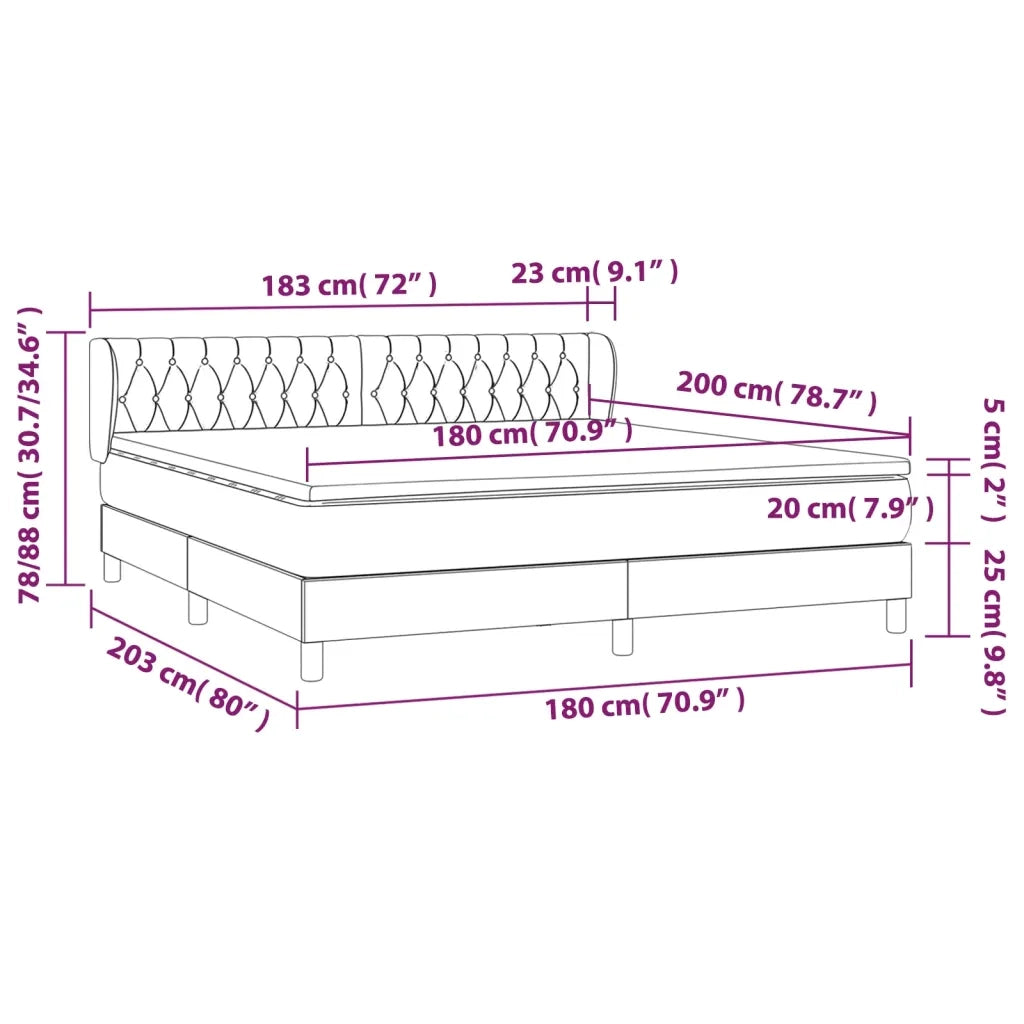 Giroletto a Molle con Materasso Rosa 180x200 cm in Velluto
