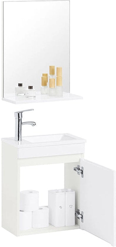 Set di lavabo bagno - unità di vanità - lavabo - progettazione compatta - 41x52x25cm cassa, 40x50x14cm specchio, 27x18x8cm vasca