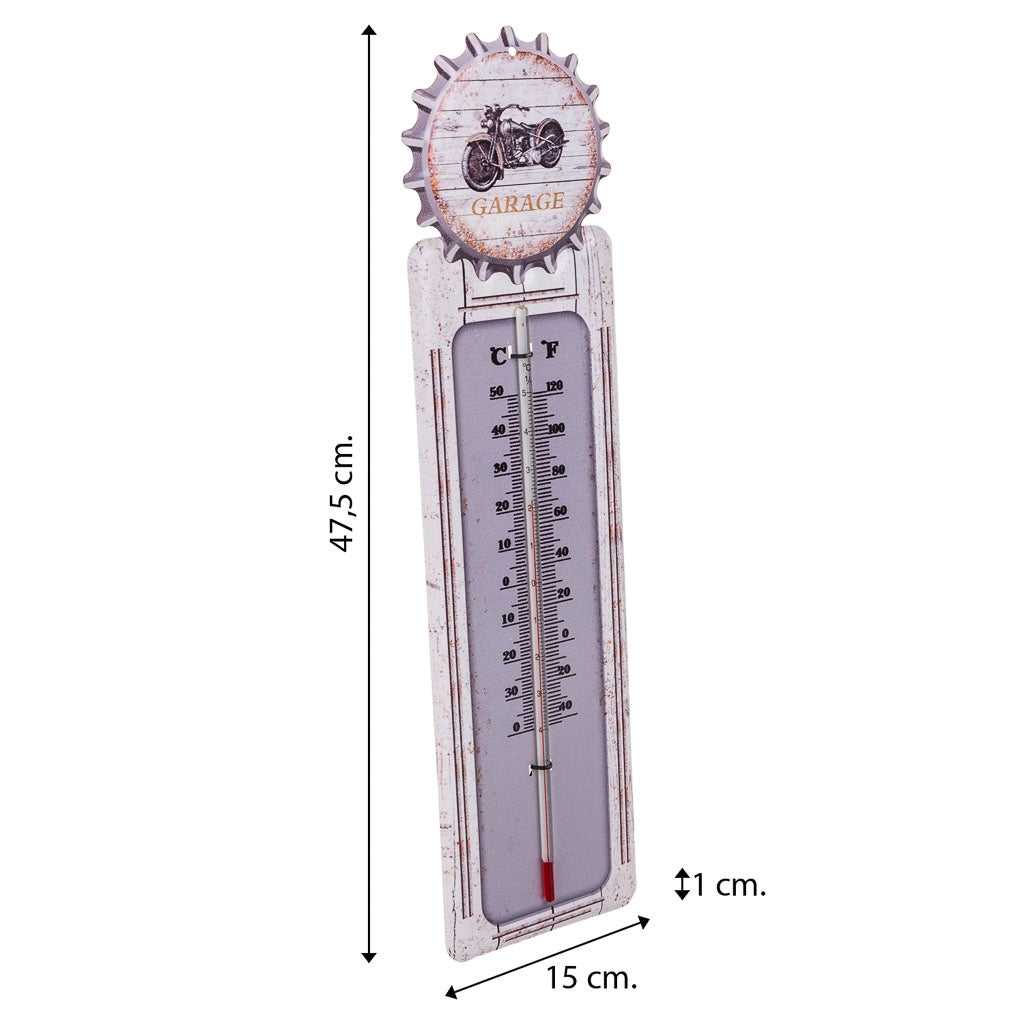 Termometro da parete in metallo bianco 47,5x15x1h