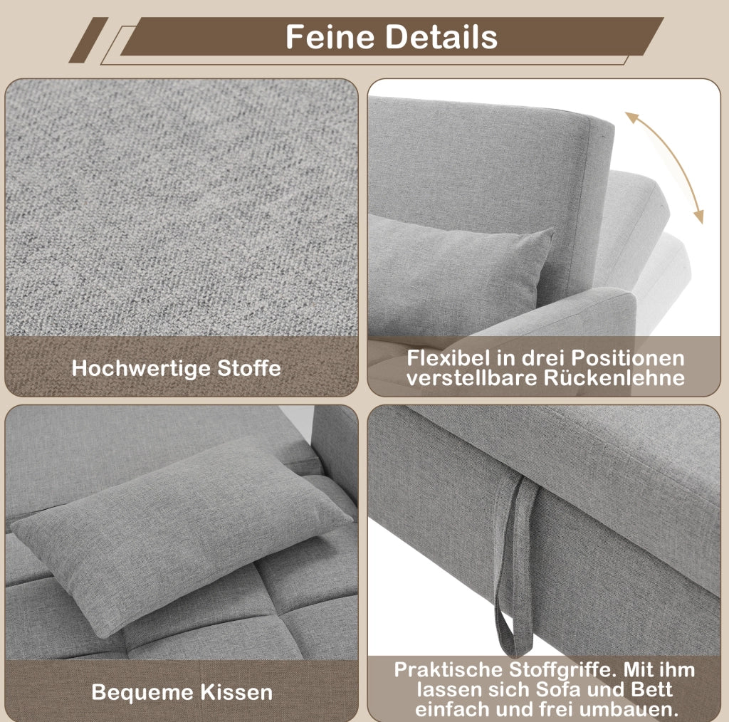 Divano letto pieghevole grigio antico 127x75x94 cm