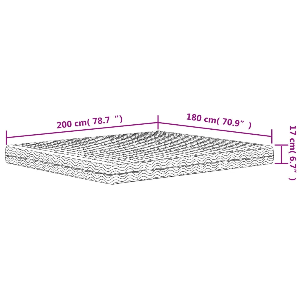 Materasso in Schiuma-Materasso per Letto Bianco 180x200 cm Durezza H2 H3