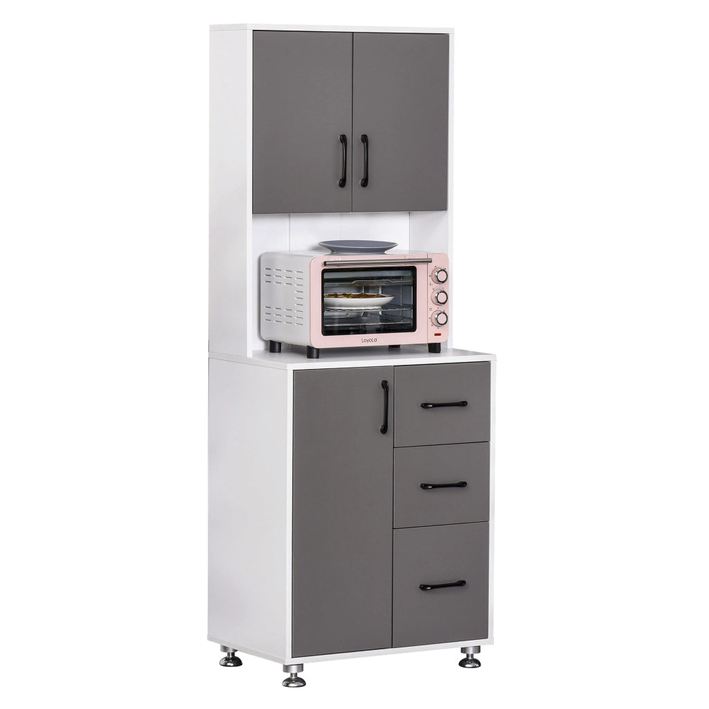 Armadio da cucina con 3 cassetti e ripiano ¨C zephmum ¨C grigio e bianco 60x40x160 cm