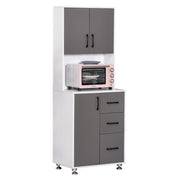 Armadio da cucina con 3 cassetti e ripiano ¨C zephmum ¨C grigio e bianco 60x40x160 cm