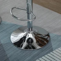 Set 2 Sgabelli da Bar, Altezza Regolabile con Base in Metallo e Seduta in Pelle PU, Sgabelli Moderni con Schienale e Poggiapiedi, 46x48x83-104cm, Bianco