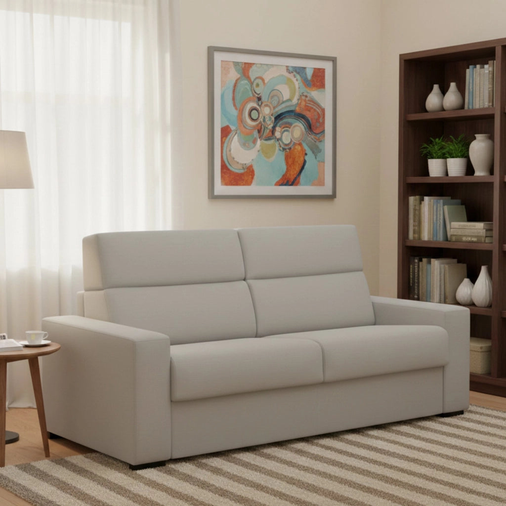Marcon, Divano Letto 3 Posti Sfoderabile Made in Italy, 220x95 cm Grigio Chiaro