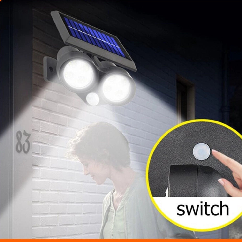 Trade Shop - Faretto Solare Da Esterno A Led Cob Lampada Da Parete Applique Impermeabile Ip65 -