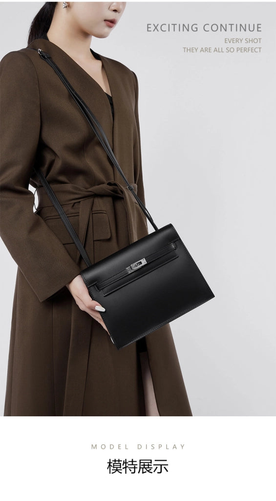Borsa a tracolla da ballo alla moda in vera pelle nera