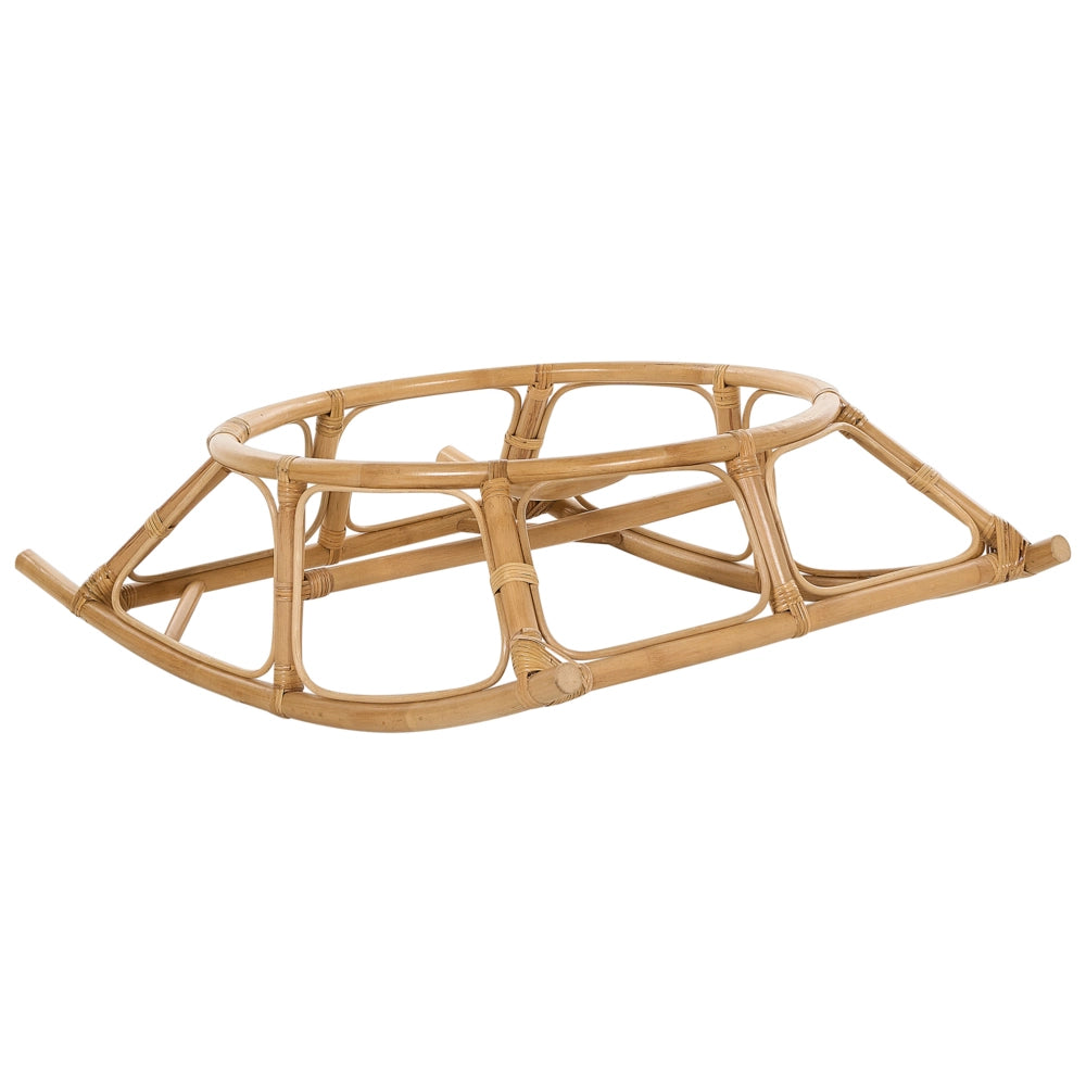 Set di 2 sedie a dondolo in rattan beige chiaro cuscini  tessuto cotone media resistenza per interni esterni naturali giardino patio balcone