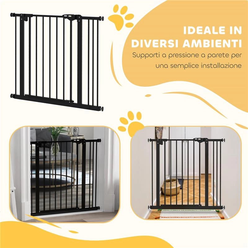 CANCELLINO PER CANI 2 ESTENSIONI CON LARGHEZZA REGOLABILE FINO 100 CM E CHIUSURA AUTOMATICA NERO